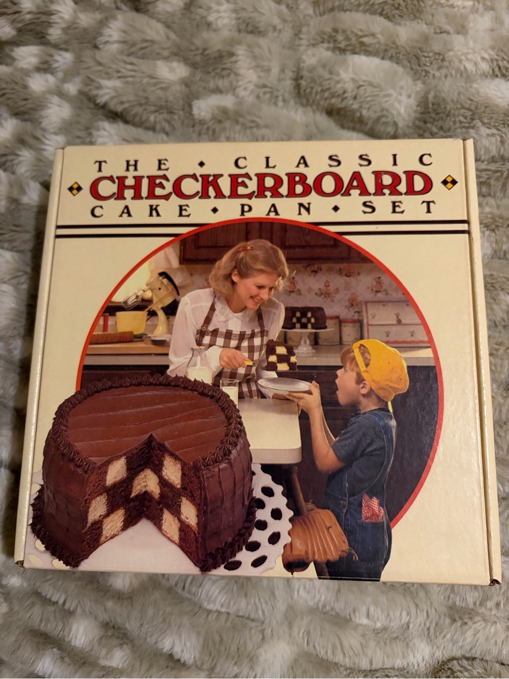 Pristine vintage checkerboard cake pan set